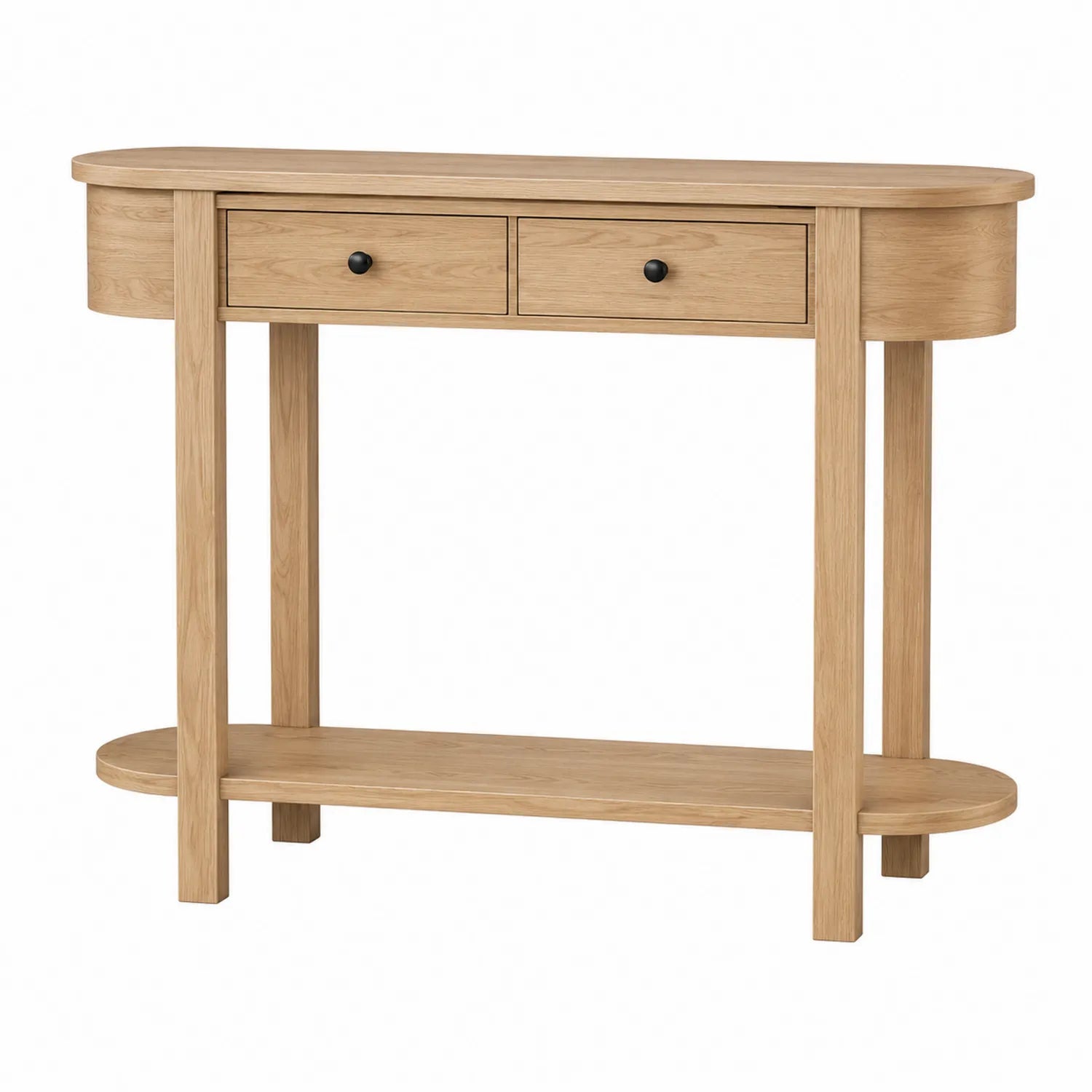 Console en bois avec 2 tiroirs et étagère inférieure