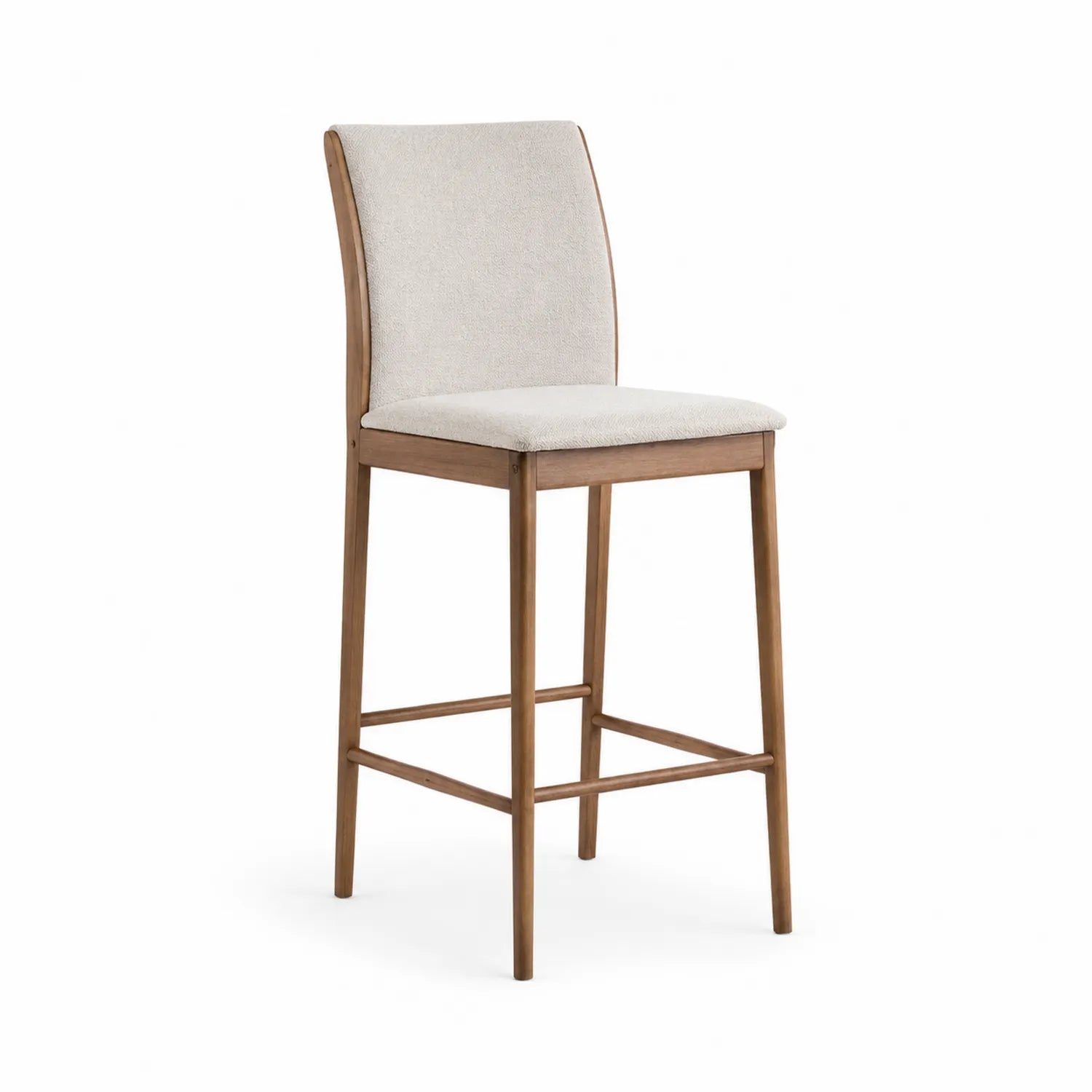 Tabouret de bar en bois avec assise en tissu beige 110 cm