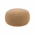 Pouf Rond en Coton Tricoté Beige 50cm