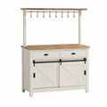 Buffet en bois blanc avec plateau en chêne et crochets