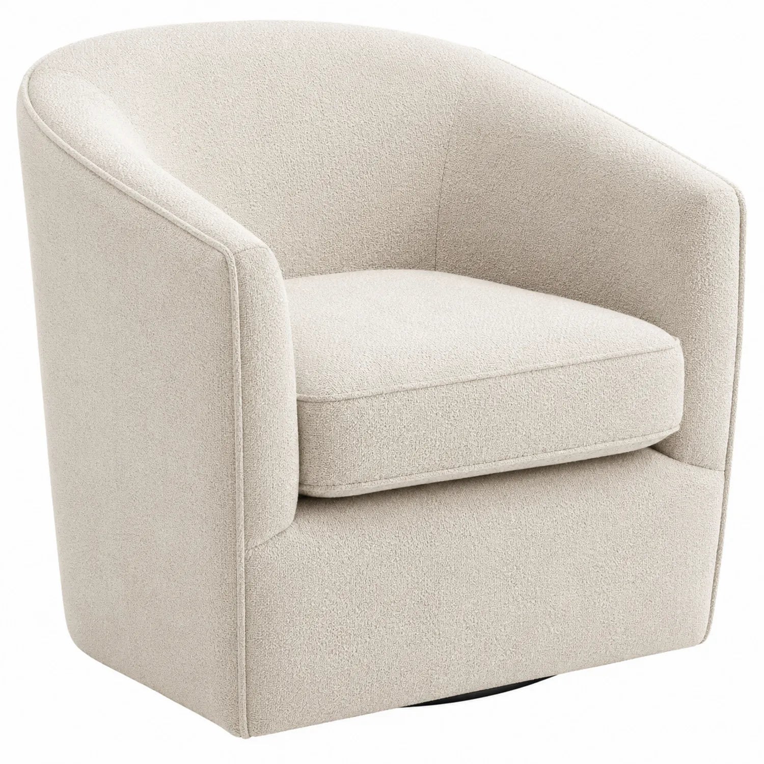 Fauteuil pivotant en tissu bouclé Crème