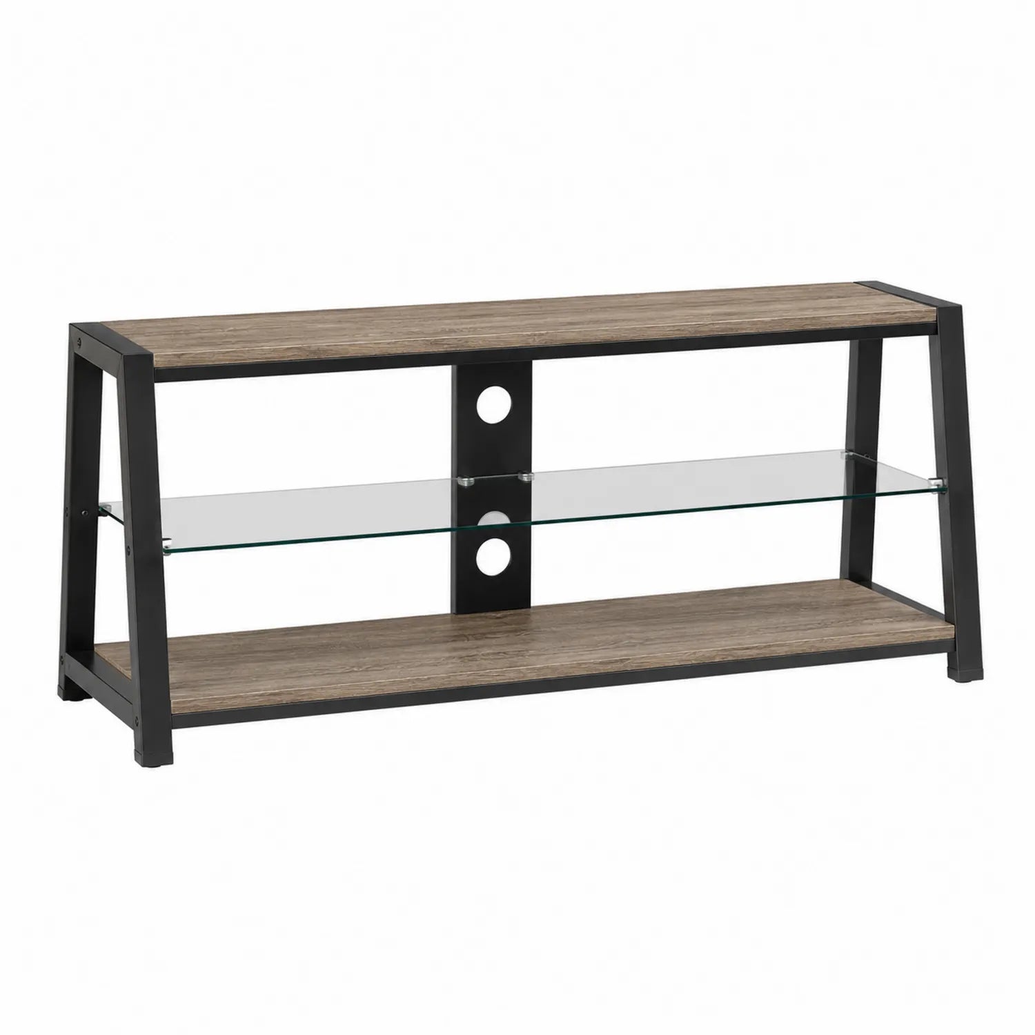 Meuble TV Bois Verre Noir 120x40x50 cm