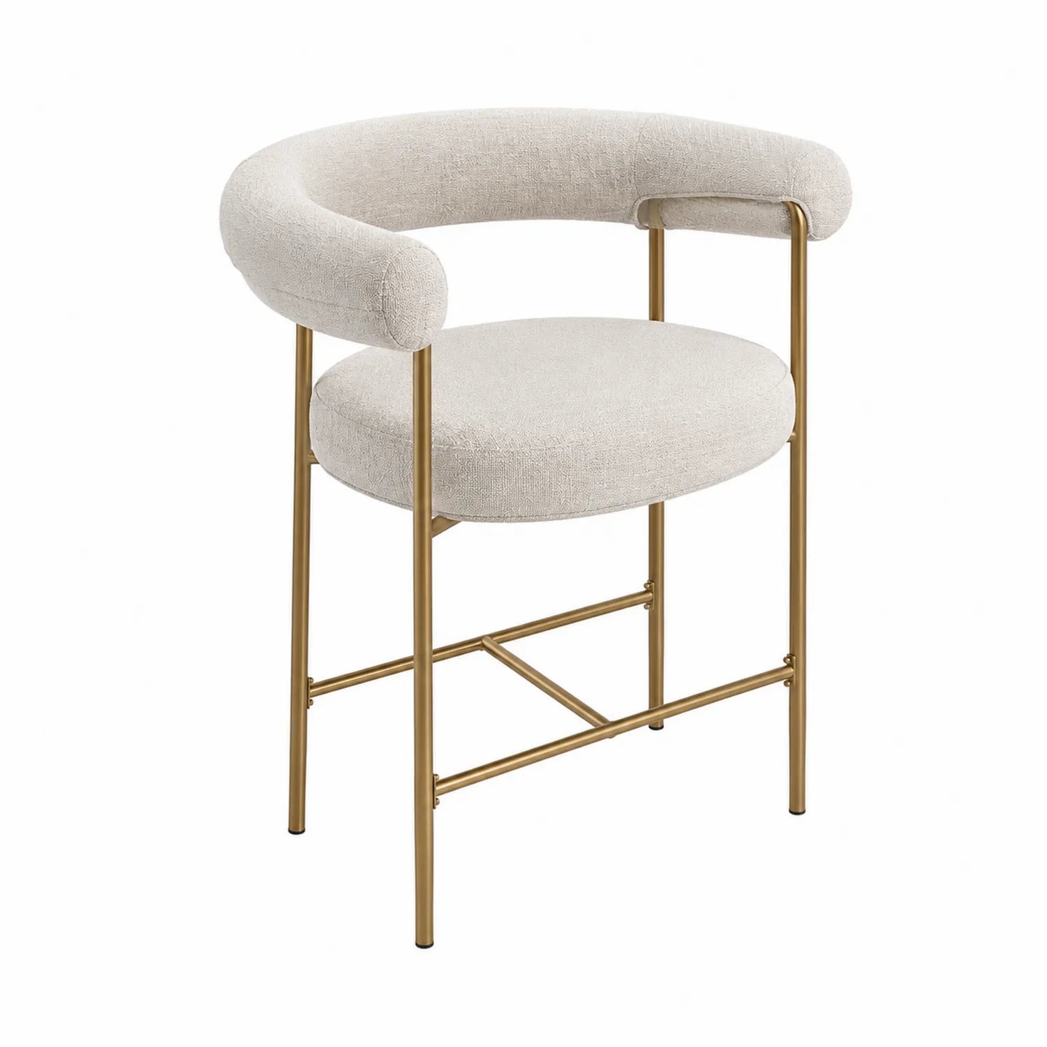 Chaise de Bar en Lin avec Cadre Métallique Doré 75 cm