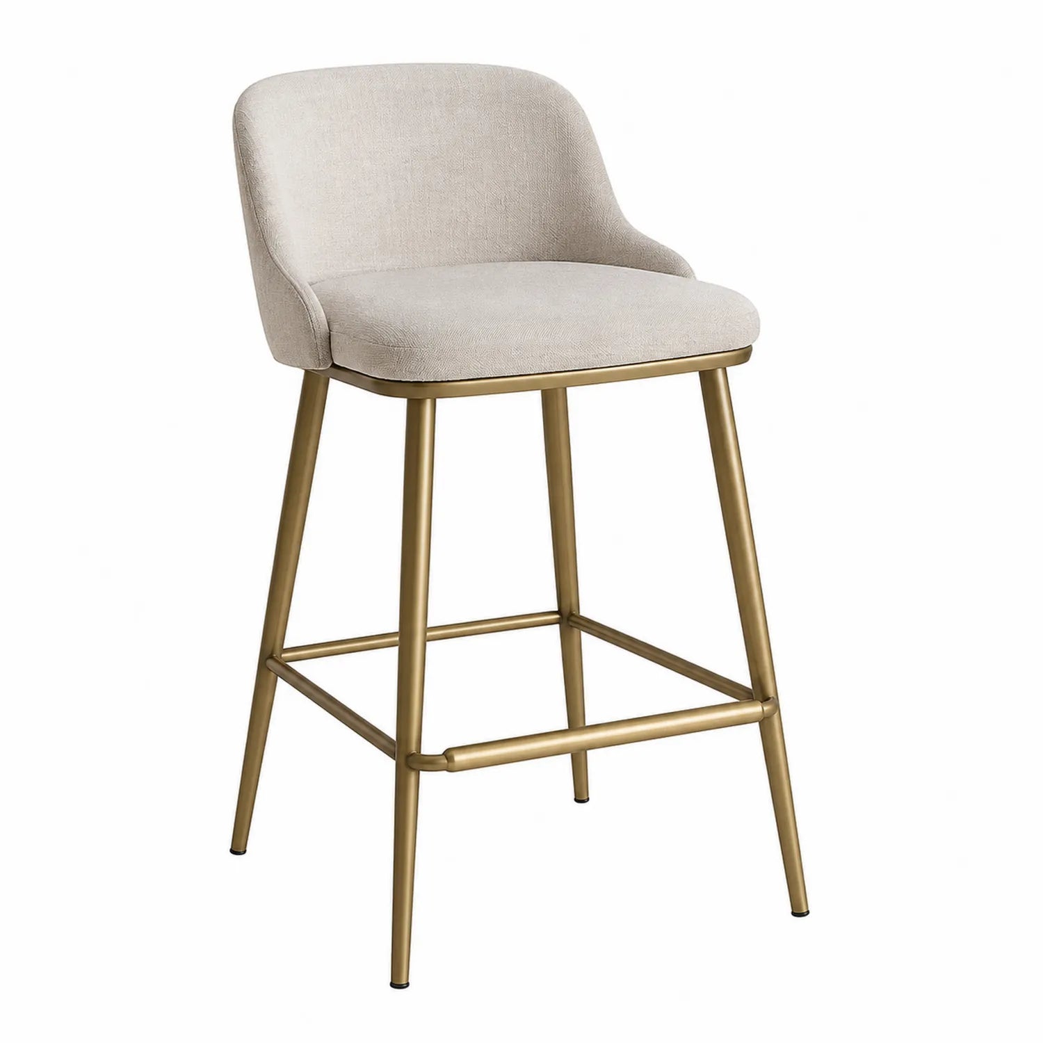 Tabouret de bar en métal et tissu beige