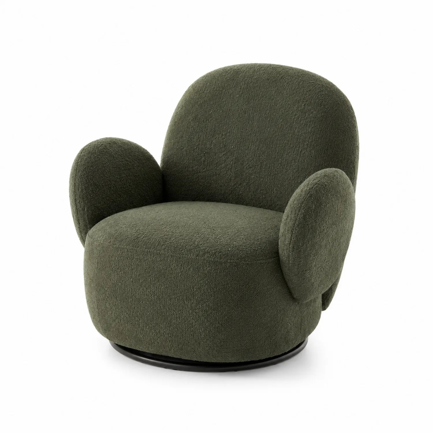 Fauteuil pivotant en tissu bouclé vert