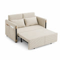 Canapé-lit convertible en tissu polyester beige avec poches et coussins 200x140 cm