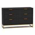 Commode en bois noir avec 6 tiroirs et base métal