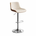 Tabouret de bar réglable PU bois métal Crème
