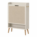 Armoire à chaussures en bois avec porte en lin 102x75x25cm
