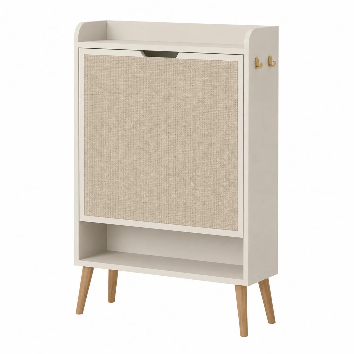 Armoire à chaussures en bois avec porte en lin 102x75x25cm
