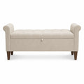 Banc de rangement en bois et tissu 120x40x50 cm