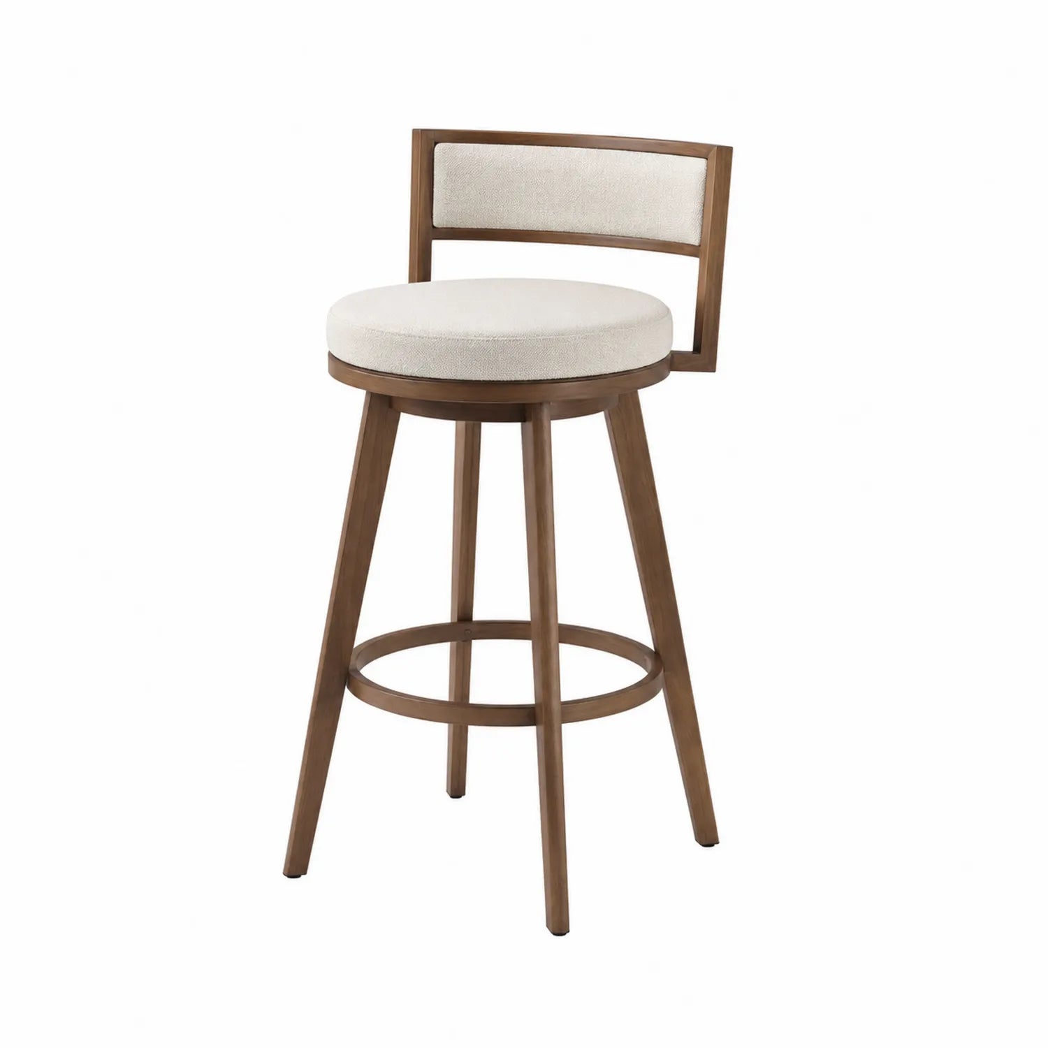 Tabouret de bar en bois avec assise rembourrée en beige