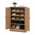 Armoire à chaussures en bois avec portes à lamelles 5 étagères 100x40x120cm