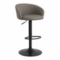 Tabouret de Bar Réglable en Similicuir Gris et Métal Noir