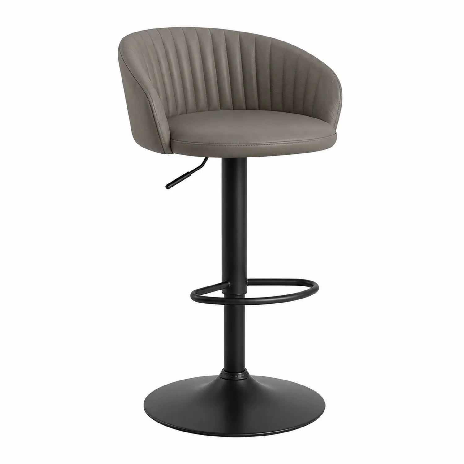 Tabouret de Bar Réglable en Similicuir Gris et Métal Noir