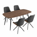 Ensemble table et chaises en bois et métal, table rectangulaire marron et chaises noires