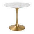 Table ronde en marbre et pied doré 70 cm