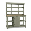 Table de Rempotage en Bois avec Étagères et Placard Vert