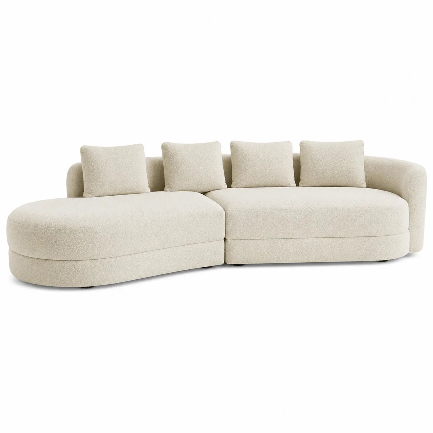 Canapé d'angle en tissu bouclé avec méridienne