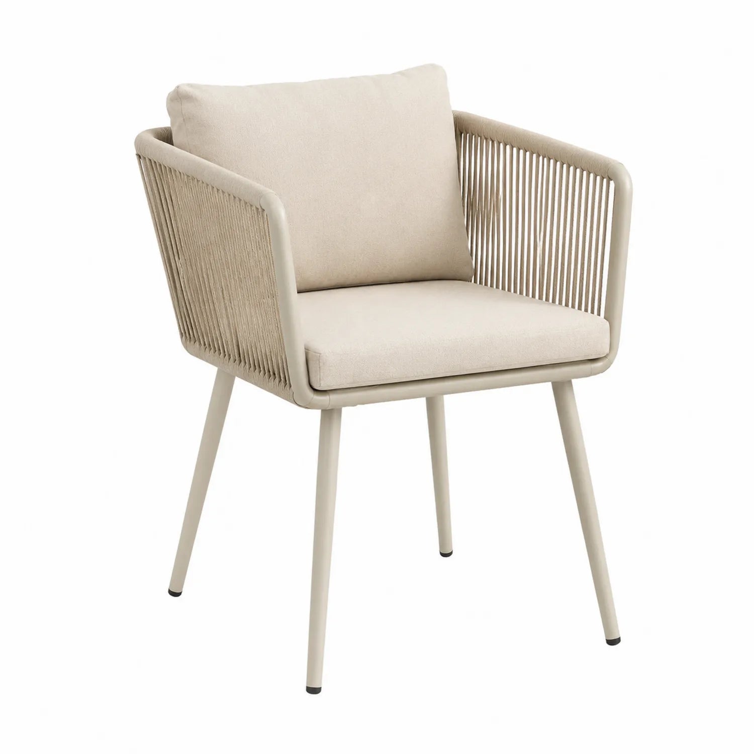Chaise d'extérieur corde aluminium beige 73x61x61 cm